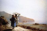 Camille Pissarro Two women talking to the seaside oil painting